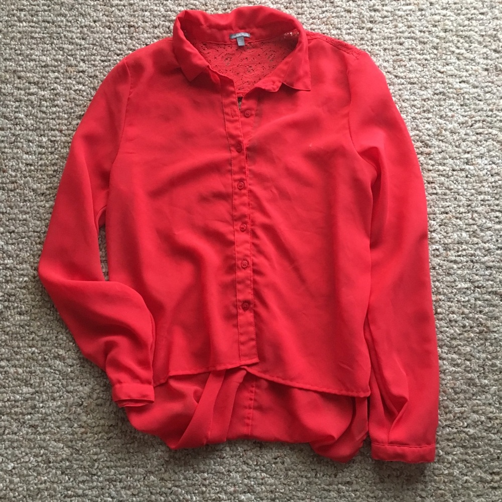 Red Charlotte Russe Button Down Shirt